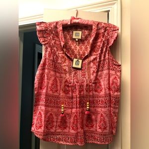 Bell by Alicia Bell top with beaded tie NWT Size L